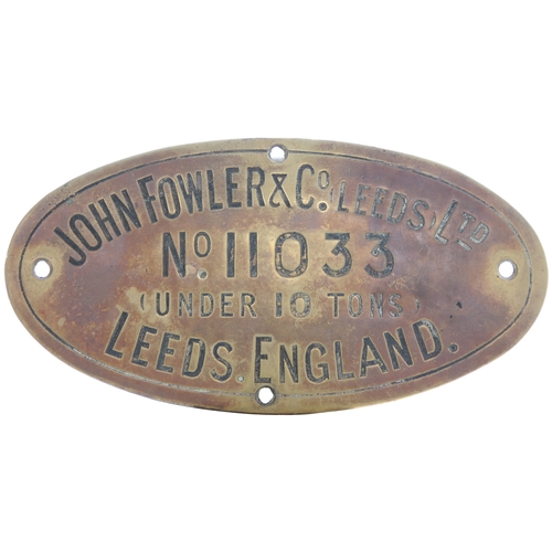 A worksplate, JOHN FOWLER, 11033, from a Class T1, 5 ton, compound ...