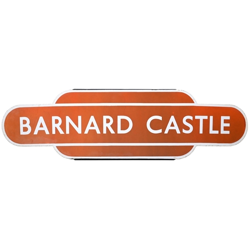 334 - A BR(NE) totem sign, BARNARD CASTLE, (h/f), from the Stainmore route between Darlington and Penrith,... 