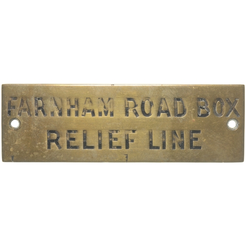 337 - A GWR signal box shelf plate, FARNHAM ROAD BOX RELIEF LINE, a box between Slough and Burnham on the ... 