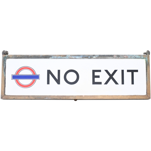 36 - A London Transport station sign, WAY OUT / NO EXIT, enamel, within a bronze frame, 20¼