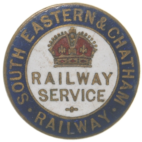 4 - A First World War Railway Service badge, SOUTH EASTERN & CHATHAM RAILWAY, by J A Wylie & Co, enamell... 
