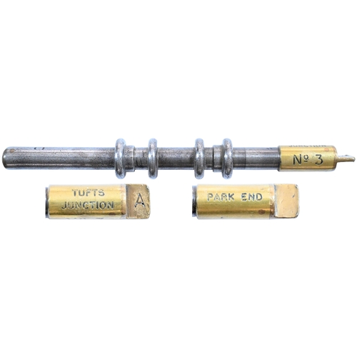 41 - A Railway Signal Company miniature staff, TUFTS JUNCTION-PARK END, (brass/steel), from the Severn an... 