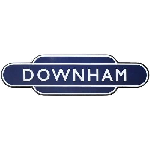 5 - A BR(E) totem sign, DOWNHAM, (f/f), from the Ely to Kings Lynn route. Excellent colour and shine. (D... 