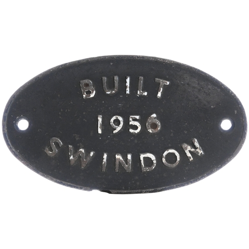 58 - A worksplate, BUILT 1956 SWINDON, from a Standard Class 9F 2-10-0 in the number sequence 92087-92096... 