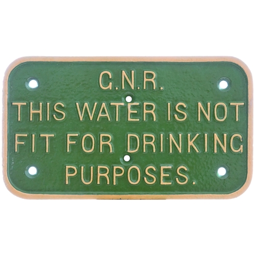 9 - A Great Northern Railway warning notice, GNR, THIS WATER IS NOT FIT FOR DRINKING PURPOSES, removed f... 