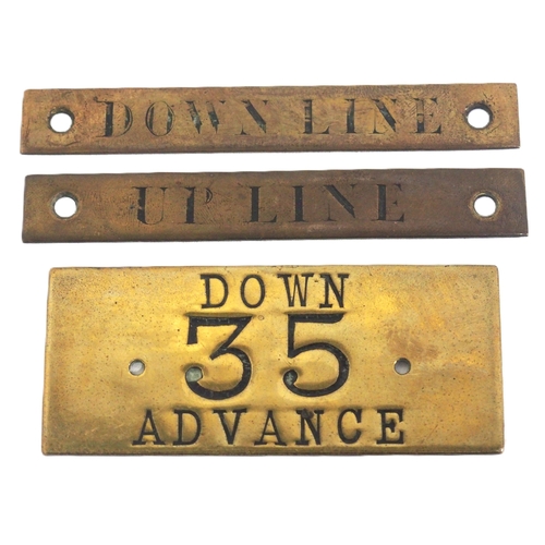 804 - Three brass Signal Box instrument plates