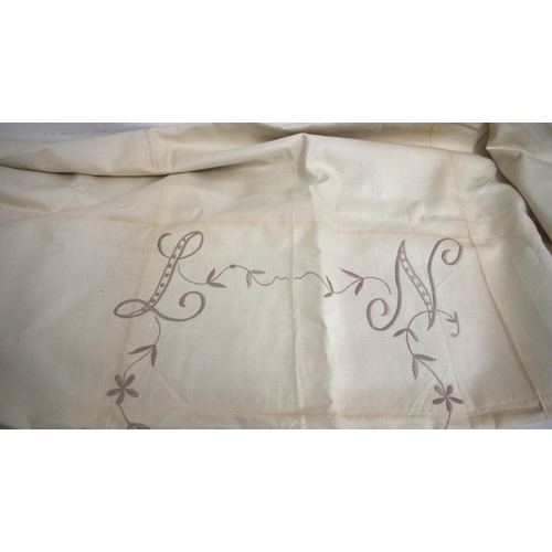 A Selection of table linin - LNER large embroidered table cloth, two ...