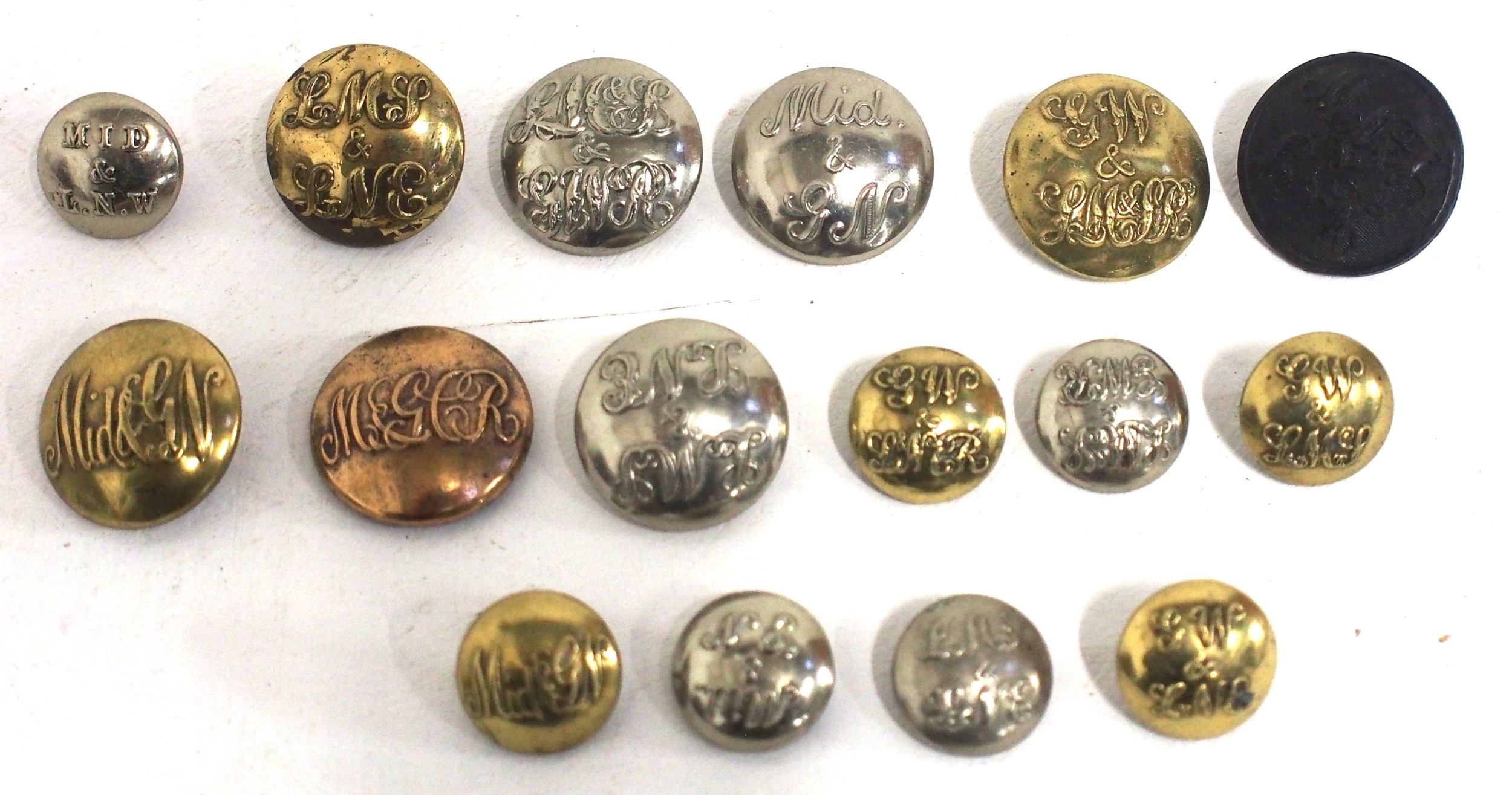 Uniform buttons from Joint Lines - LMS&GWR, GW&LMSR, LNER&GWR, MID ...