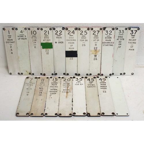 BR(W) Signal Box Traffolite lever plates unknown locations (inc. one blank). (19) (DRAW6) (Dispatch by P&P Agent/Collect from Banbury Depot)