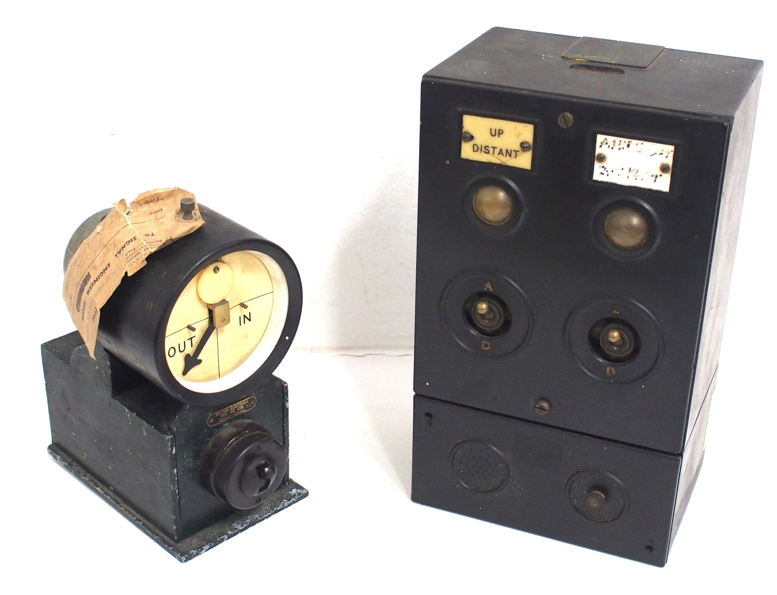 Two Signal box lamp repeaters, one plated 