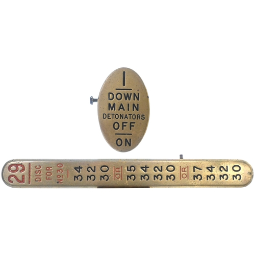 212 - A pair of GWR signal lever plates, (a) 29, DISC FOR NO 30 ...