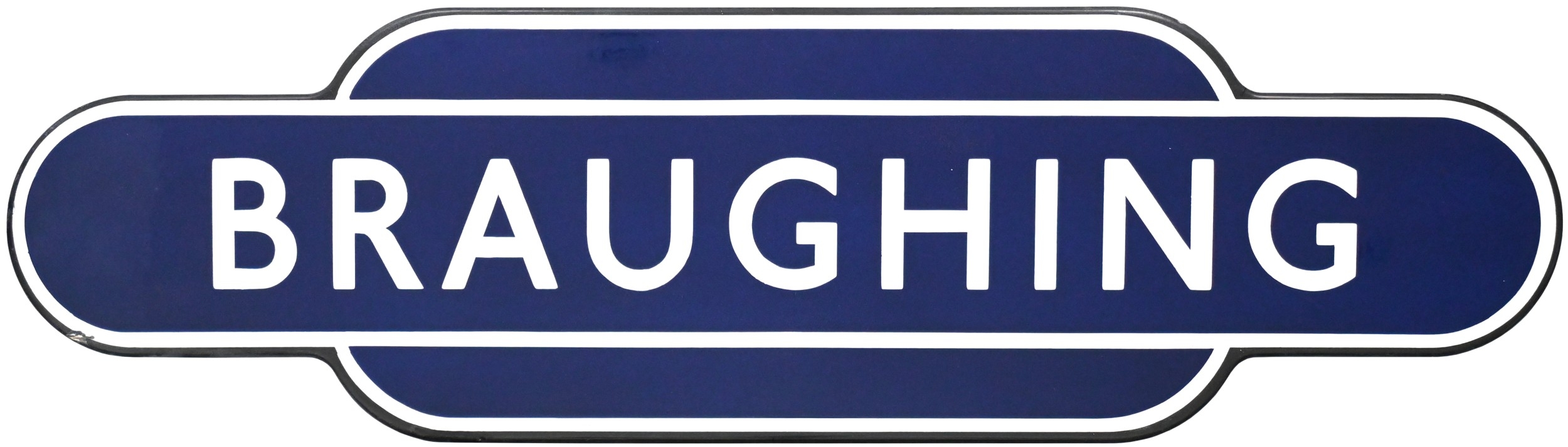 A BR(E) totem sign, BRAUGHING, (h/f), from the St Margarets to ...