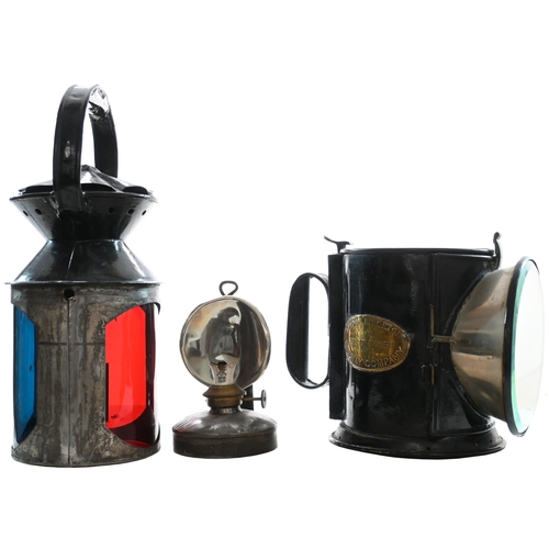 29 - An LBSCR three aspect handlamp, the side stamped B587 SINGLETON, a station on the Chichester to Midh... 