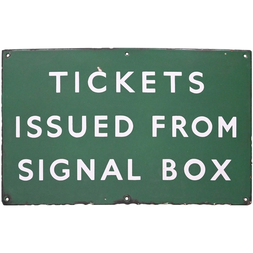 358 - A BR(S) station sign, TICKETS ISSUED FROM SIGNAL BOX. Enamel ...