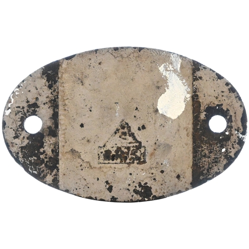 41 - A shedplate, 74A, Ashford (Kent) 1950-1958. Repainted, the BR(S) Eastleigh triangle cast on the back... 