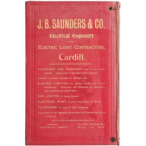 44 - A Taff Vale Railway timetable holder, gilt title and coat of arms on red cloth boards with advertisi... 