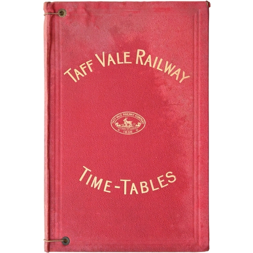 44 - A Taff Vale Railway timetable holder, gilt title and coat of arms on red cloth boards with advertisi... 