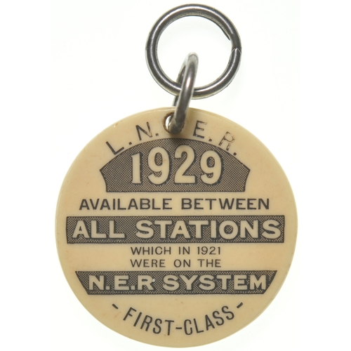 46 - An LNER first class trader's ticket, 1929, with the unusual validity, BETWEEN ALL STATIONS WHICH IN ... 