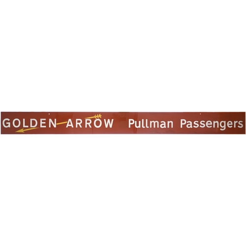 5 - A departure board, GOLDEN ARROW, PULLMAN PASSENGERS, used at Victoria Station. Double-sided Perspex,... 