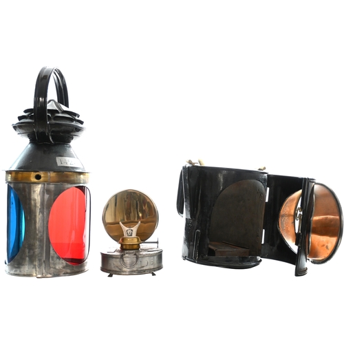 8 - A GNR three aspect handlamp, plated GREAT NORTHERN RAILWAY COMPANY, DECOY BOX 2, 6, an East Coast Ma... 