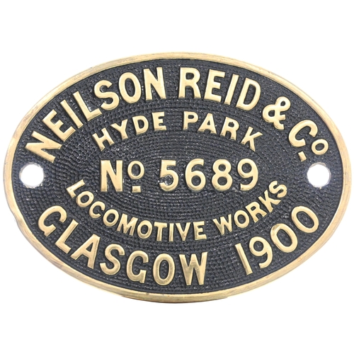97 - A worksplate, NEILSON REID, 5689, HYDE PARK LOCOMOTIVE WORKS, 1900 ...