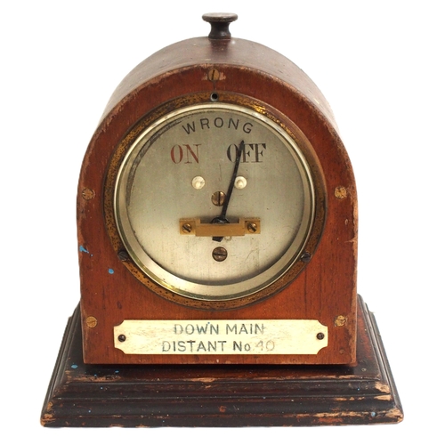 1007 - Signal Box signal arm repeater manufactured by Walters, silvered dial in sloping tombstone hardwood ... 