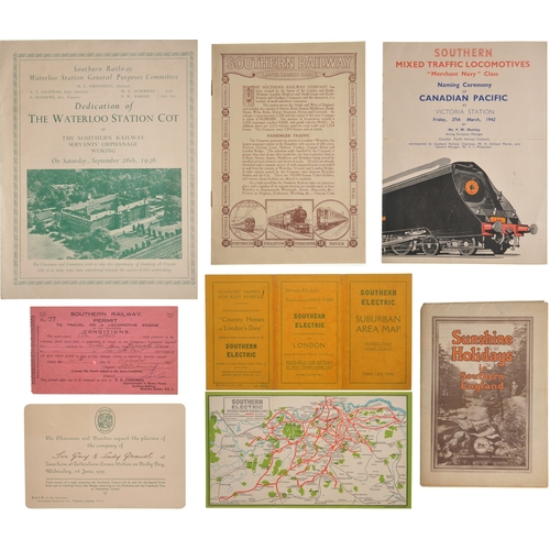 1031 - SR ephemera, pocket map, cab pass, Canadian Pacific naming brochure, etc. (7) (Dispatch by P&P Agent... 