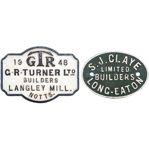 1035 - Two C/I Wagonplates - SJ CLAYE LONG EATON, GR TURNER 1948. (2) (C3) (Dispatch by P&P Agent/Collect f... 