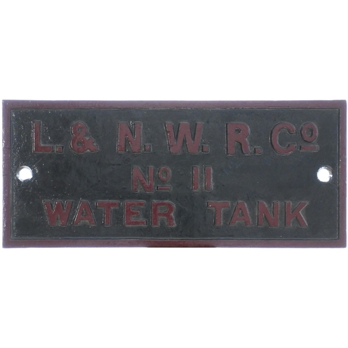 1036 - LNWR C/I tank plate LNWR No 11 Water Tank, removed from Buxton C&HP Ry water tank by the vendor. 14