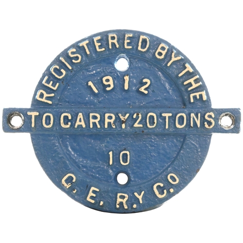1041 - Wagon registration plates, GNR 1890, 648, 10 Tons, also GER 1912, 10, 20 Tons, each cast iron, stand... 