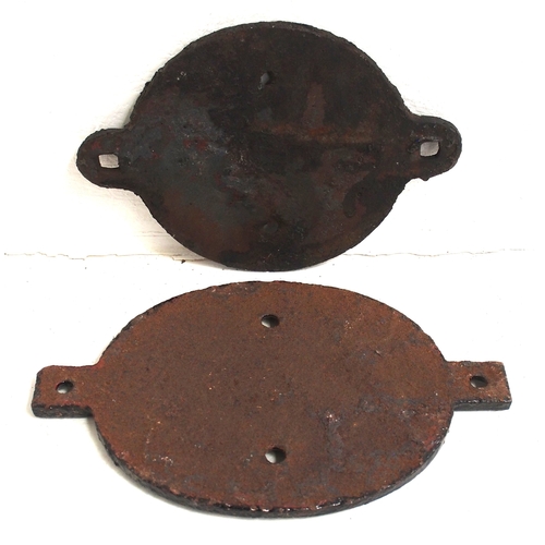 1049 - Midland Rly large oval C/I wagon registration plate 17090 10T 1895, LMS standard reg. plate 151275 2... 