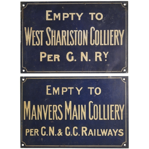 1051 - Two tinplate wagonplates - MANVERS MAIN COLLIERY, WEST SHARLSTON COLLIERY. (2) (D2) (Dispatch by P&P... 