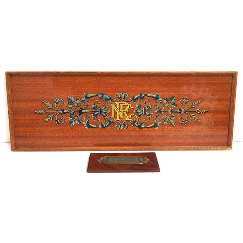 1059 - Two mounted items - LB&SCR carriage brass match striker (very good), North Eastern Railway attractiv... 