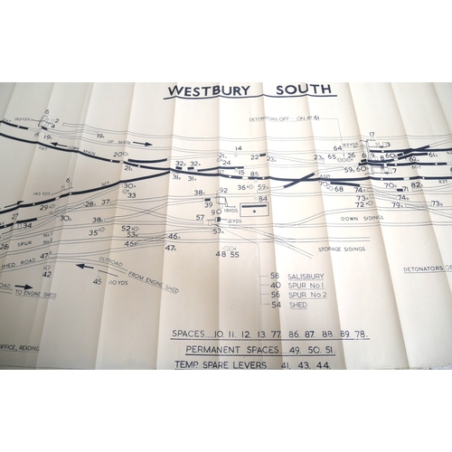 529 - Four Official rolled Signal Box copy diagrams - MORRIS COWLEY 1965, WESTBURY SOUTH 1952, ST ANDREWS ... 