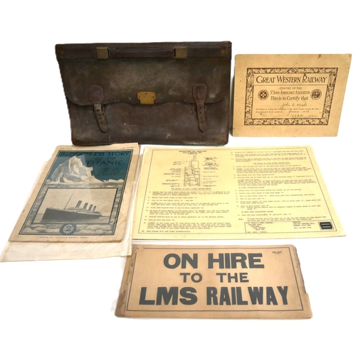 698 - Box of miscellaneous paperwork inc. GWR labels, maps, Titanic ...