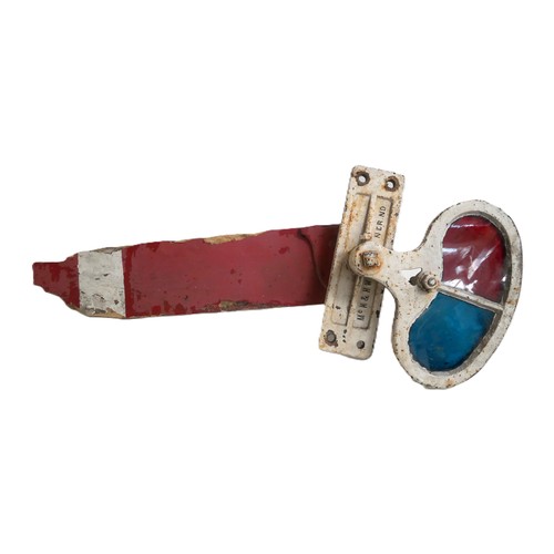 1038 - North Eastern Railway small McKenzie & Holland wooden signal arm & C/I spectacle plate with glasses,... 