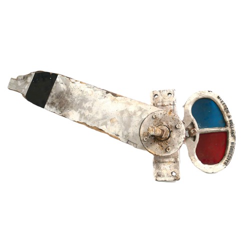 1038 - North Eastern Railway small McKenzie & Holland wooden signal arm & C/I spectacle plate with glasses,... 