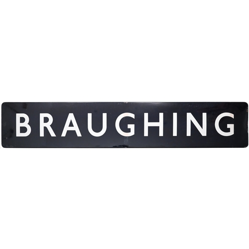 15 - A BR(E) signal box nameboard, BRAUGHING, (f/f), from the St Margarets to Buntingford branch which cl... 