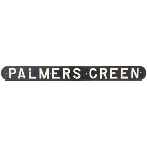 20 - An LNER seat back plate, PALMERS GREEN, from the Hertford Loop. Cast iron, length 40