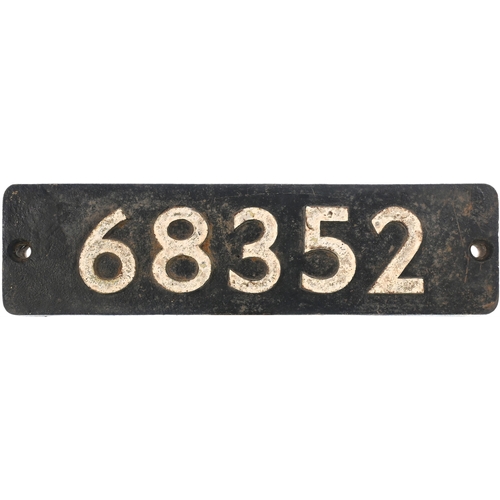 23 - A smokebox numberplate, 68352, from a NBR Reid 0-6-0T No 79, built at Cowlairs Works in 1919, Became... 