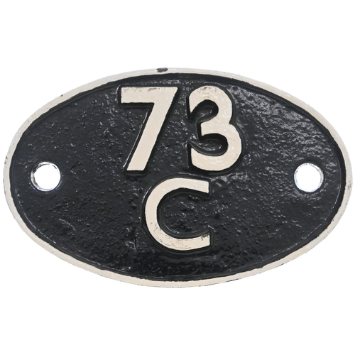 25 - A shedplate, 73C, Hither Green 1950 onwards. The Eastleigh triangle cast on the back, repainted. (Co... 