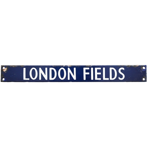 26 - A BR(E) destination plate, LONDON FIELDS, from the Liverpool Street departure indicator. Enamel, len... 