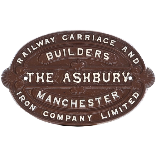 27 - A wagonplate, THE ASHBURY RAILWAY CARRIAGE AND IRON COMPANY LIMITED, BUILDERS MANCHESTER. A note on ... 
