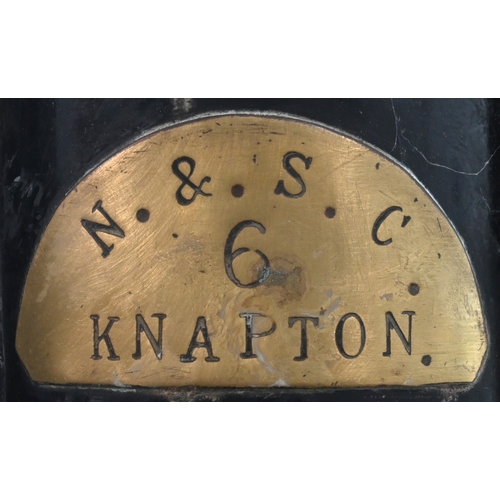 32 - A Norfolk and Suffolk Joint Committee handlamp, with a brass plate, N&SC, KNAPTON, 6, from Paston an... 