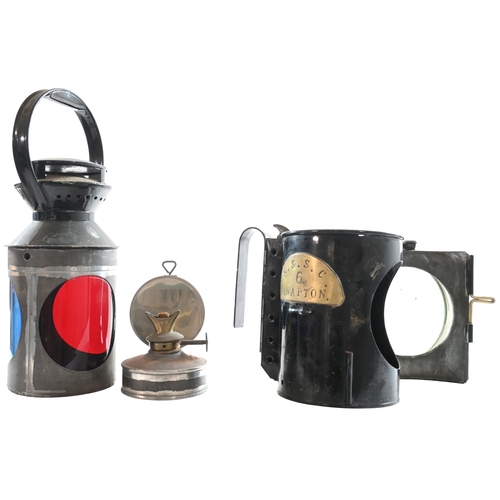 32 - A Norfolk and Suffolk Joint Committee handlamp, with a brass plate, N&SC, KNAPTON, 6, from Paston an... 