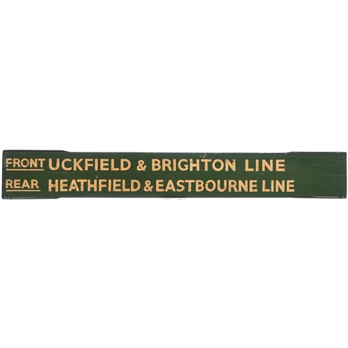 34 - A BR(S) fingerboard from Eridge station, FRONT UCKFIELD & BRIGHTON LINE, REAR HEATHFIELD & EASTBOURN... 