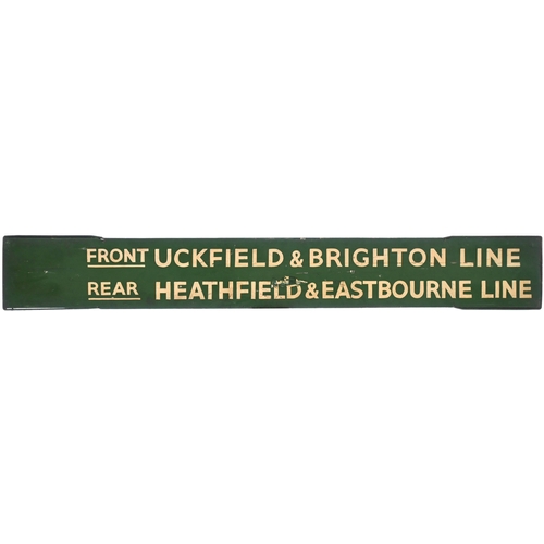 34 - A BR(S) fingerboard from Eridge station, FRONT UCKFIELD & BRIGHTON LINE, REAR HEATHFIELD & EASTBOURN... 