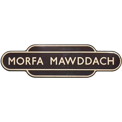 43 - A BR(W) totem sign, MORFA MAWDDACH, (f/f), from the Cambrian Coast route to Pwllheli. The station is... 