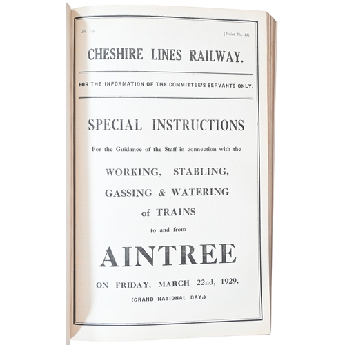 44 - A CLC bound volume, CHESHIRE LINES RAILWAY, Special Traffic Arrangements and Engineering Works 1st J... 