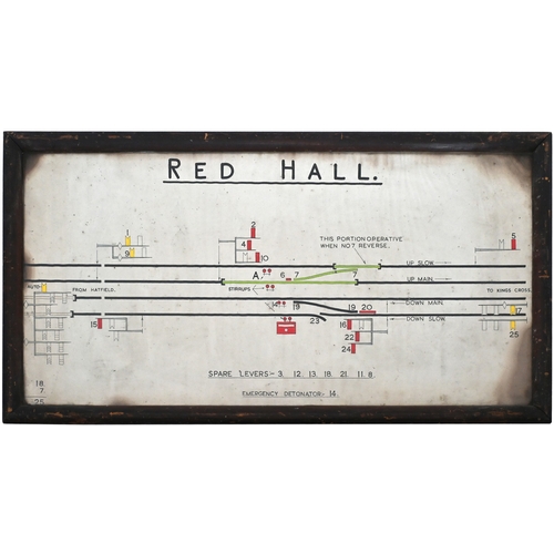 49 - A BR(E) signal box diagram, RED HALL, an East Coast Main Line box situated between Hatfield and Mars... 